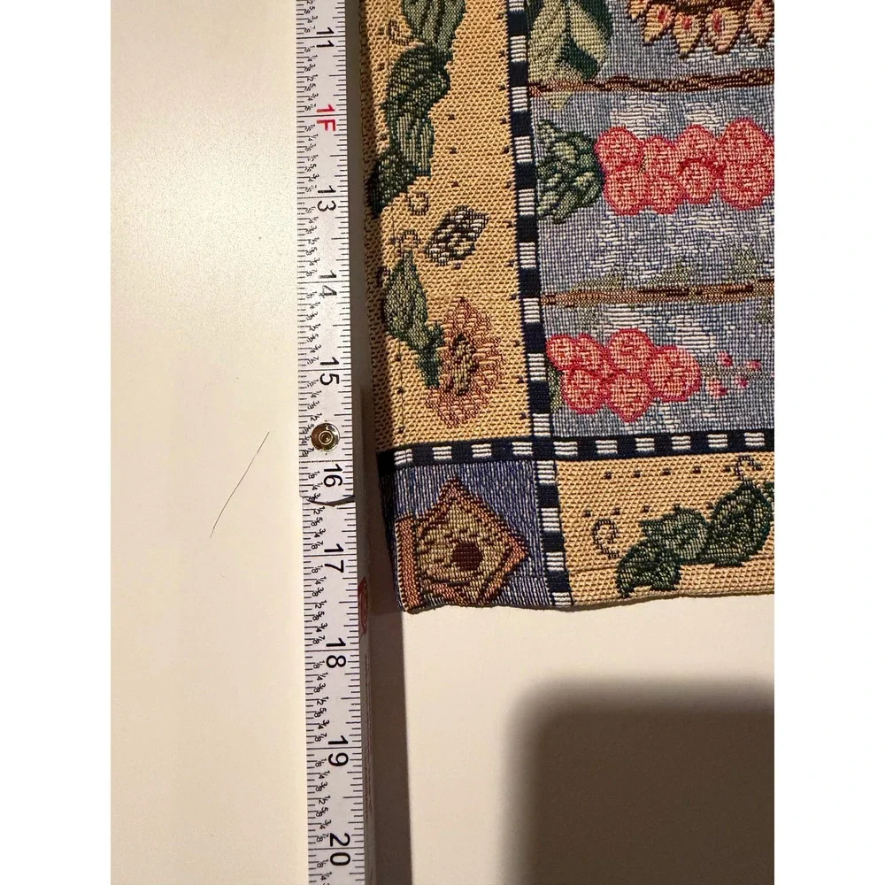 Vintage Style Woven Tapestry Wall Hanging Birdhouse Sunflower Garden Decor 18x13
